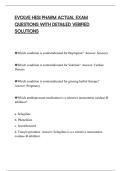 EVOLVE HESI PHARM ACTUAL EXAM QUESTIONS WITH DETAILED VERIFIED SOLUTIONS