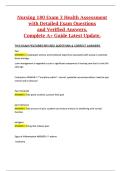 Nursing 180 &ndash; Health Assessment Exam 3 &vert; Complete Exam Questions and Verified Answers &vert; Latest A&plus; Study Guide