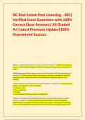 NC Real Estate Post Licensing - 303&vert; Verified Exam Questions with 100&percnt; Correct Clear Answers&vert; All Graded A&plus;&vert;Latest Premium Update&vert;100&percnt; Guaranteed Success&period;