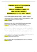 Nursing 180 &ndash; Health Assessment Final Exam &vert; Complete Exam Questions and Verified Answers &vert; Latest A&plus; Study Guide