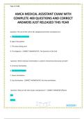 AMCA MEDICAL ASSISTANT EXAM WITH COMPLETE 400 QUESTIONS AND CORRECT ANSWERS JUST RELEASED THIS YEAR