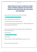 AMCA MEDICAL ASSISTANT EXAM WITH COMPLETE 400 QUESTIONS AND CORRECT ANSWERS JUST RELEASED THIS YEAR