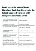 Food Hazards part of Food Handlers Training-Riverside&comma; Ca latest updated version with complete solutions