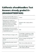 California eFoodHandlers Test Answers already graded A&plus; &lpar;GUARANTEEDPASS&rpar;