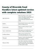 County of Riverside Food Handlers latest updated version with complete solutions 2025