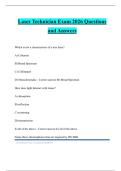 Laser Technician Exam 2026 Questions and Answers