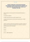 FLORIDA COMMUNITY ASSOCIATION MANAGER PRELICENSURE COURSE EXAM A&B WITH COMPLETE 500 QUESTIONS AND SOLUTIONS LATEST UPDATE JUST RELEASED THIS YEAR