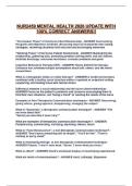 NUR2459 MENTAL HEALTH 2026 UPDATE WITH 100&percnt; CORRECT ANSWERS&excl;&excl;