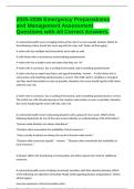 2025-2026 Emergency Preparedness and Management Assessment Questions with All Correct Answers&period;