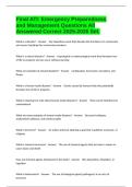 Final ATI&colon; Emergency Preparedness and Management Questions All Answered Correct 2025-2026 Set&period;