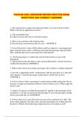 TAXICAB AND LIMOUSINE DRIVER PRACTICE EXAM QUESTIONS AND CORRECT ANSWERS