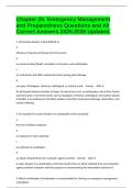 Chapter 25&colon; Emergency Management and Preparedness Questions and All Correct Answers 2025-2026 Updated&period;