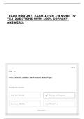 TEXAS HISTORY&colon; EXAM 1 &lpar; CH 1-4 GONE TO TX&period;&rpar; QUESTIONS WITH 100&percnt; CORRECT ANSWERS&period;