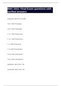 MAC 2311- Final Exam questions with verified answers