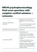 NR546 psychopharmacology Final exam questions with complete verified solutions &plus; rationales