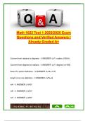 Math 1022 Test 1 &vert; 2025 Practice Questions with Verified Answers &vert; Trigonometric Identities&comma; Unit Circle&comma; Angle Conversion &vert; Louisiana State University