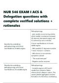 NUR 546 EXAM I ACS & Delegation questions with complete verified solutions &plus; rationales&period;