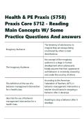 Health & PE Praxis &lpar;5758&rpar; Praxis Core 5712 - Reading Main Concepts W Some Practice Questions And Answers