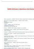 NURS 319 Exam 1 Questions And Correct Answers