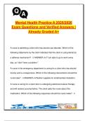 Mental Health Practice A &lpar;2025&sol;2026&rpar; &vert; 60&plus; Exam Questions & Answers &vert; Schizophrenia&comma; Bipolar&comma; Substance Use&comma; Crisis Care