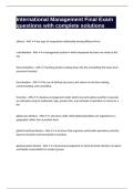 International Management Final Exam questions with complete solutions