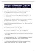 International Management Final Exam questions with complete solutions