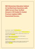 NES Elementary Education Subtest 2&vert; Verified Exam Questions with 100&percnt; Correct Clear Verified Answers&vert; All Graded A&plus;&vert;Latest Premium Update&vert;100&percnt; Guaranteed Success&period;