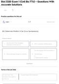 Biol 3320 Exam 1 &lpar;Cell Bio TTU&rpar; &ndash; Questions With Accurate Solutions