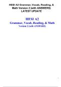 HESI A2 Grammar&comma; Vocab&comma; Reading&comma; & Math Version 2 &lpar;with ANSWERS&rpar; LATEST UPDATE