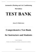 TEST BANK &mdash; Automotive Heating and Air Conditioning&comma; 9th Edition &mdash; James D&period; Halderman &mdash; ISBN 9780137468829