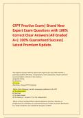 CFPT Practice Exam&vert; Brand New Expert Exam Questions with 100&percnt; Correct Clear Answers&vert;All Graded A&plus;&vert; 100&percnt; Guaranteed Success&vert; Latest Premium Update&period;