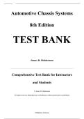 Test Bank For Automotive Chassis Systems 8th Edition by James Halderman &lpar;All Chapters 1-37&rpar;