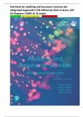 Test Bank for Auditing and Assurance Services &lpar;An Integrated Approach&rpar; 17th Edition by Alvin A Arens &vert; Chapter 1-26 &vert; All Chapters  &vert;100&percnt; A&plus; Rated  & Latest Updated version 