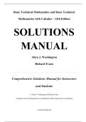 Solutions Manual for Basic Technical Mathematics and Basic Technical Mathematics with Calculus&comma; 12th Edition by Allyn Washington&comma; Richard Evans&comma; All Chapters 1-31
