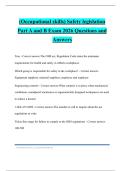 &lpar;Occupational skills&rpar; Safety legislation Part A and B Exam 2026 Questions and Answers