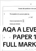 2025 AQA A LEVEL MATHEMATICS PAPER I  FULL MARK SCHEME 