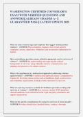 WASHINGTON CERTIFIED COUNSELOR&rsquo;S  EXAM WITH VERIFIED QUESTIONS AND  ANSWERS&vert;&vert; ALREADY GRADED A&plus; &vert;&vert;  GUARANTEED PASS &vert;&vert; LATEST UPDATE 2025   