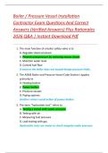 Boiler &sol; Pressure Vessel Installation  Contractor Exam Questions And Correct  Answers &lpar;Verified Answers&rpar; Plus Rationales  2026 Q&A &vert; Instant Download Pdf 