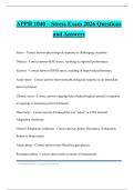 APPH 1040 &ndash; Stress Exam 2026 Questions and Answers