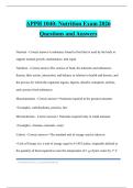 APPH 1040&colon; Nutrition Exam 2026 Questions and Answers