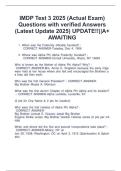 IMDP Test 3 2025 &lpar;Actual Exam&rpar;  Questions with verified Answers  &lpar;Latest Update 2025&rpar; UPDATE&excl;&excl;&vert;&vert;A&plus;  AWAITING 