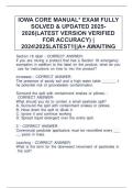 IOWA CORE MANUAL&ast; EXAM FULLY  SOLVED & UPDATED 2025 2026&lpar;LATEST VERSION VERIFIED  FOR ACCURACY&rpar; &vert;  20242025LATEST&excl;&excl;&vert;&vert;A&plus; AWAITING 