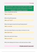 McDonalds crew training & food safety  Questions and Correct Answers&sol; Latest  Update &sol; Already Graded