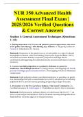 NUR 350 &ndash; Advanced Health Assessment &lpar;2025&rpar; &ndash; Final Exam Questions with Answers