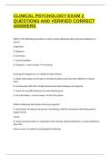 CLINICAL PSYCHOLOGY EXAM 2 QUESTIONS AND VERIFIED CORRECT ANSWERS