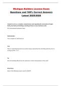 Michigan Builders License Exam Questions and 100&percnt; Correct Answers Latest 2025&sol;2026