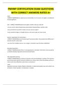 PMHNP CERTIFICATION EXAM QUESTIONS WITH CORRECT ANSWERS RATED A&plus;