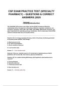 CSP Exam Practice Test &lpar;Specialty Pharmacy&rpar; &ndash; Questions & Correct Answers &lpar;2025&sol;2026 Complete Study Guide&rpar;