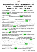 Abnormal Psych Exam 3&colon; Schizophrenia and  Psychotic Disorders Exam 100&percnt; Solved  Questions and Correct Answers