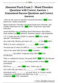 Abnormal Psych Exam 2 - Mood Disorders  Questions with Correct Answers &vert;  Guaranteed Success Questions and Correct  Answers 